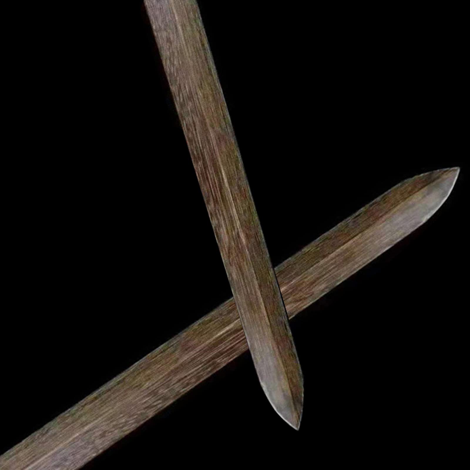 古い錆びた中国剣 九刀 青龍刀 大型ナイフ 木刀付 まとめて 鞘無し ジャンク 武具